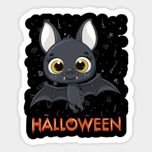 Trick or treat Funny cute bat Halloween cute scary little bat Sticker